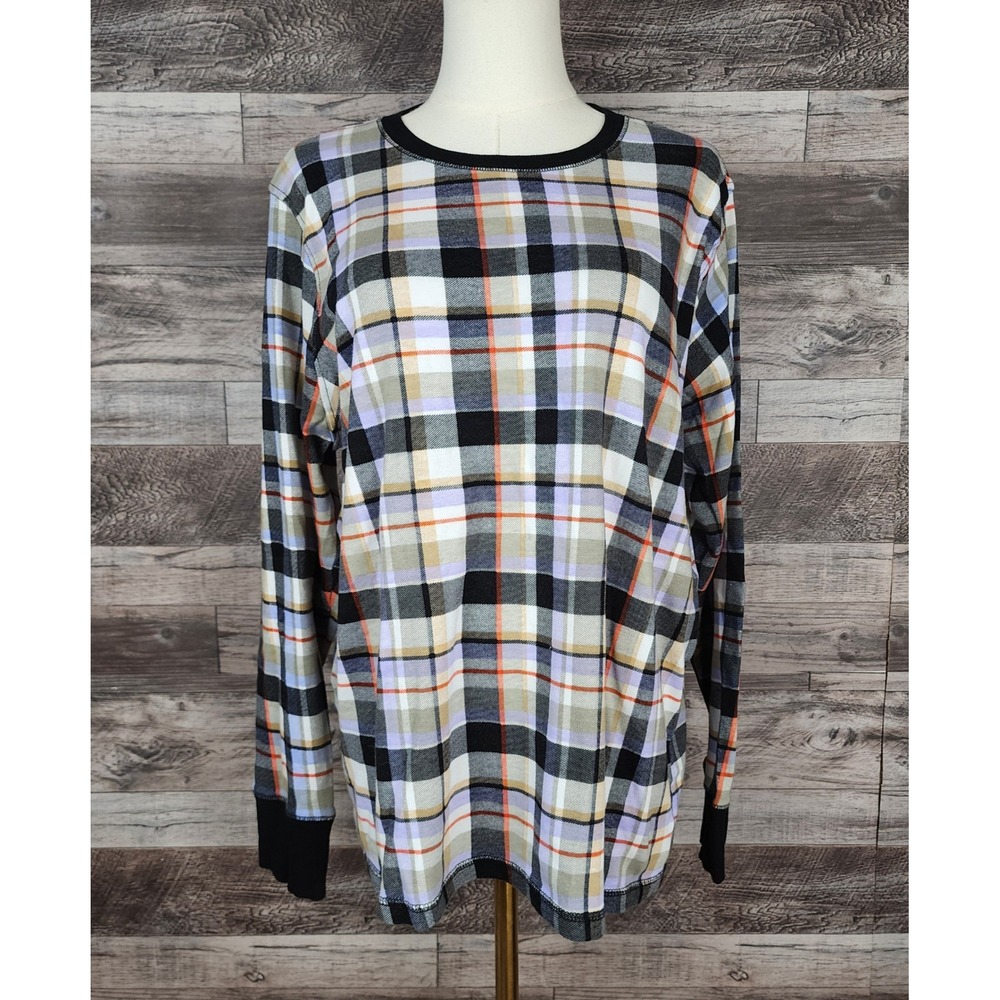 Vera Bradley Womens XL Cotton Plaid Long Sleeve Pajama Top Crew Neck Sleep Shirt